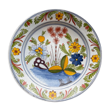 Plat en faience de delft polychrome fleurs