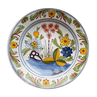 Faience dish delft polychrome flowers