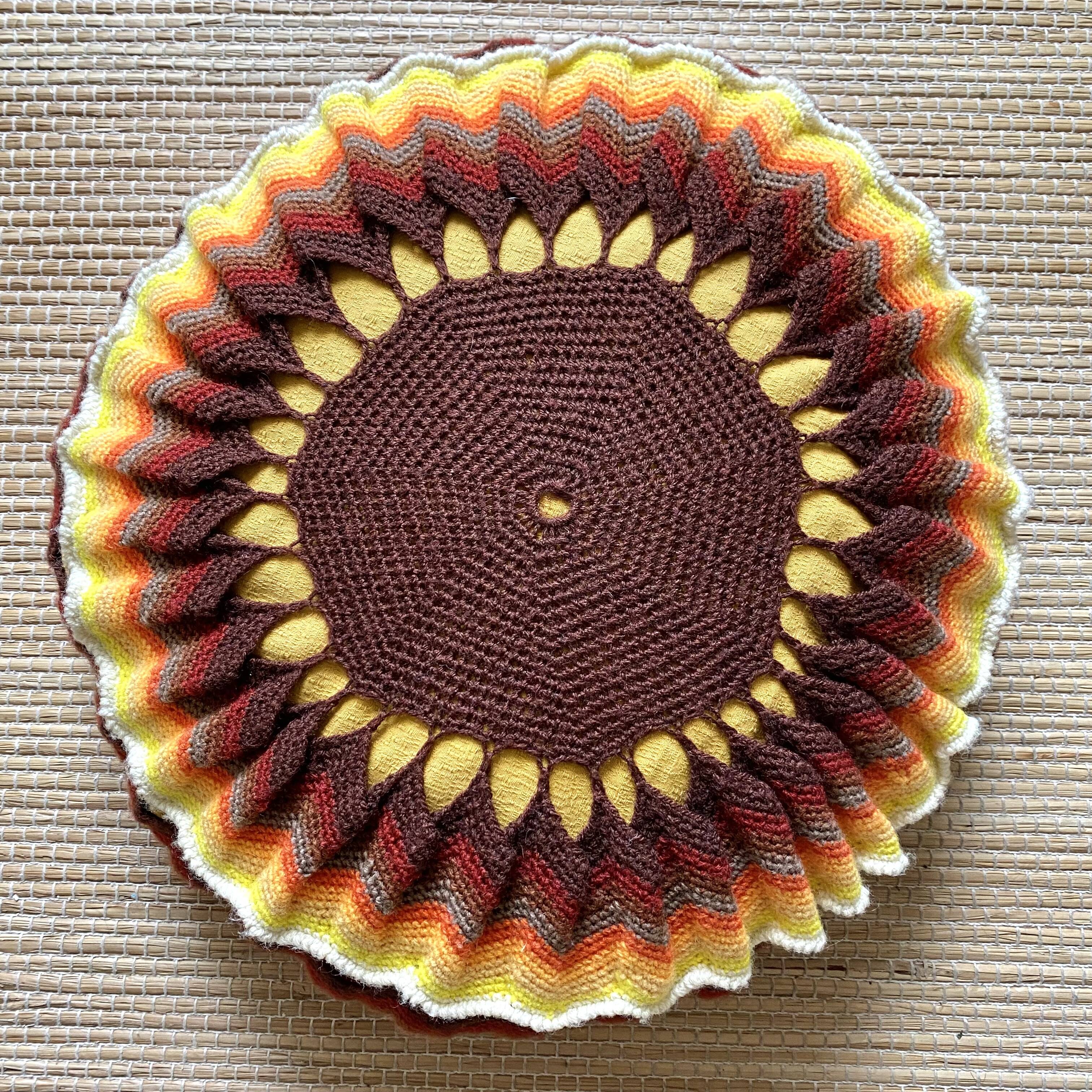 Vintage round crochet cushion