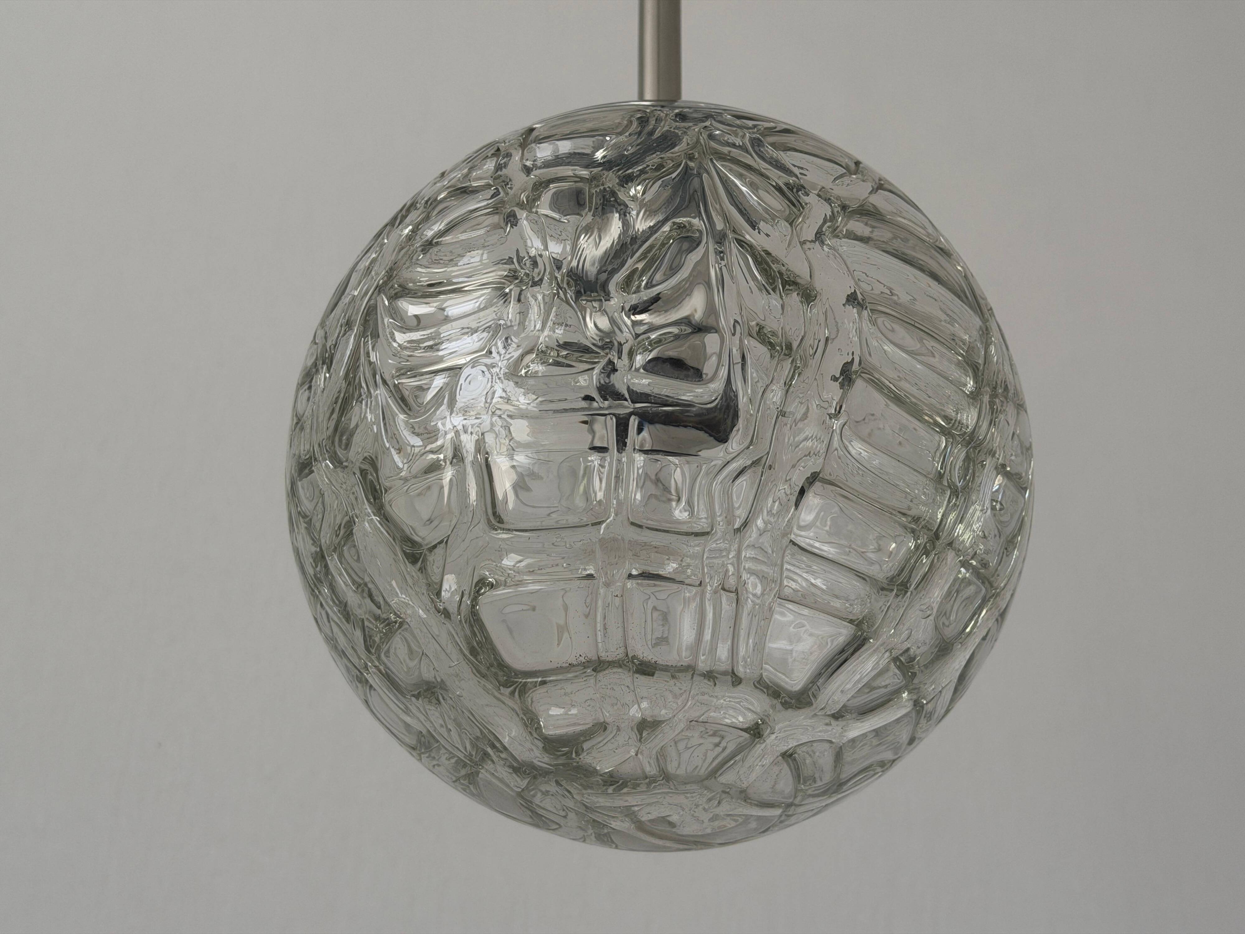 Hanging lamp in hand-blown white glass by Doria Leuchten, 1960s Germany