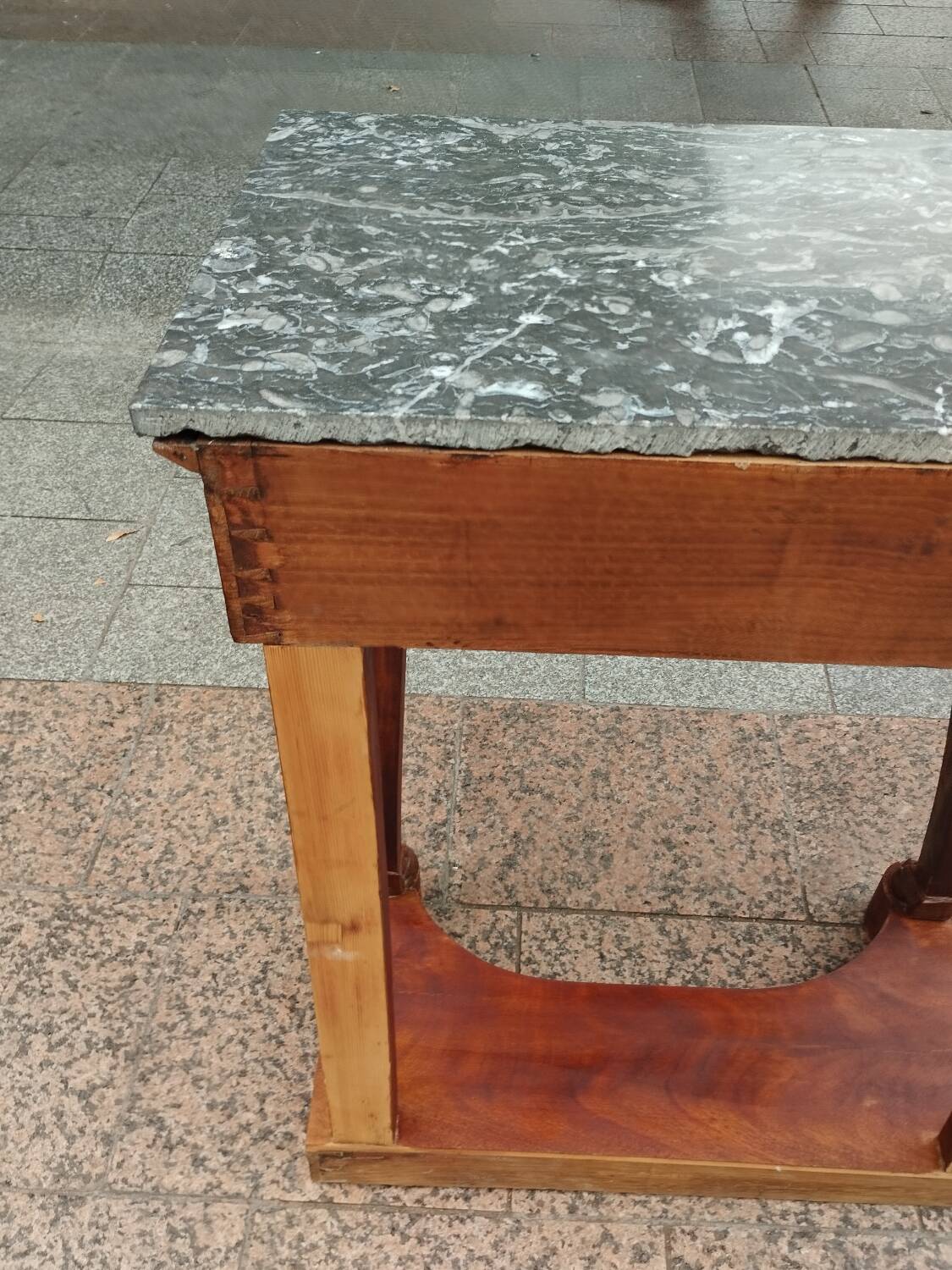Antique Louis XVI style console with marble top