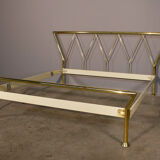 Double bed frame in brass lipparini 1970