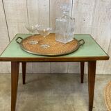 Wicker & brass tray