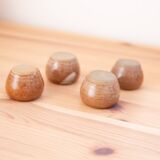 4 bougeoirs en grès marron