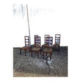 Set of 6 modernist chairs in solid oak with high backs from the 50s