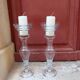 Pair of large glass candlesticks
