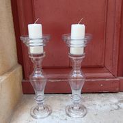Pair of large glass candlesticks