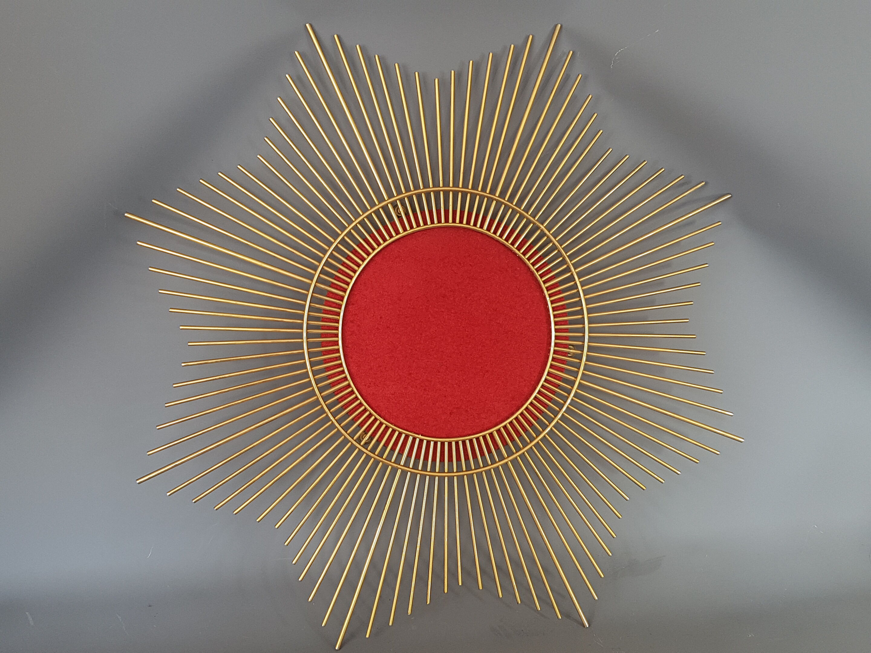 Large golden starry sun mirror vintage 70s 68cm