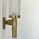 Vintage double wall light, brass and frosted glass, Perzel, France 1950.