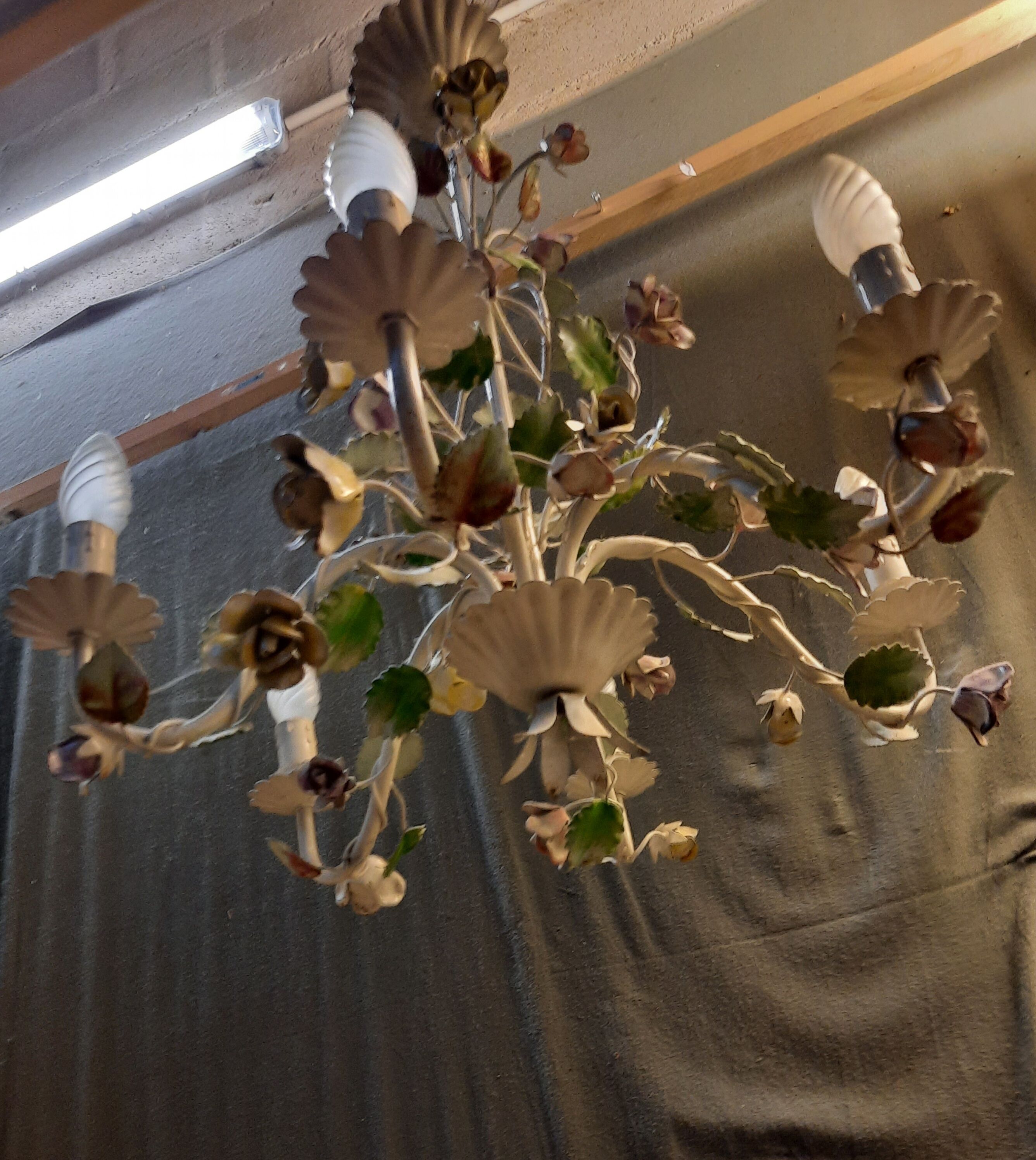 6-light flowered metal chandelier