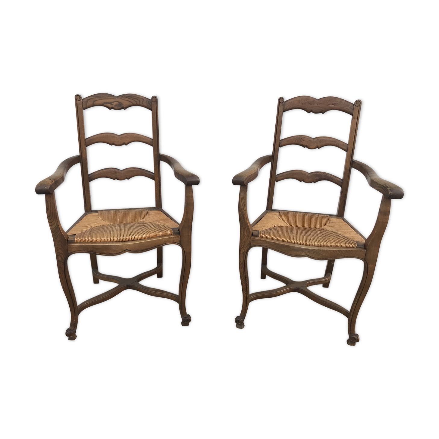Pair of mulled rustic armchairs