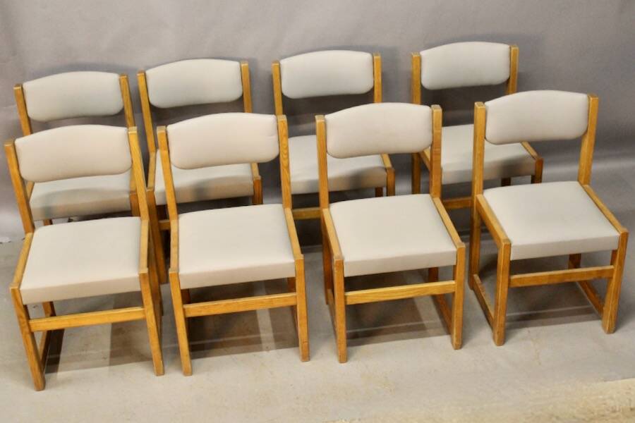 Set of 8 Brutalist Dining Chairs, 20th Century