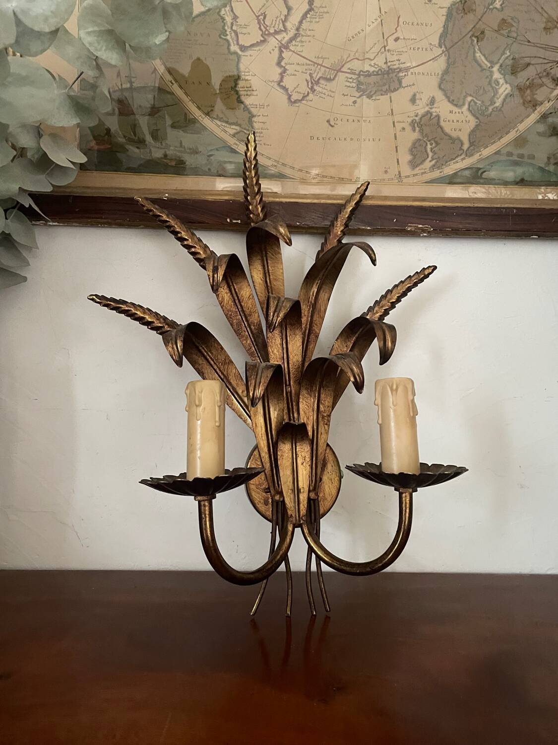 Vintage Italian ear of wheat wall light