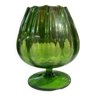 Vase pied douche vert effet cotes de melon