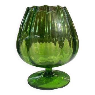 Green shower stand vase with melon rib effect