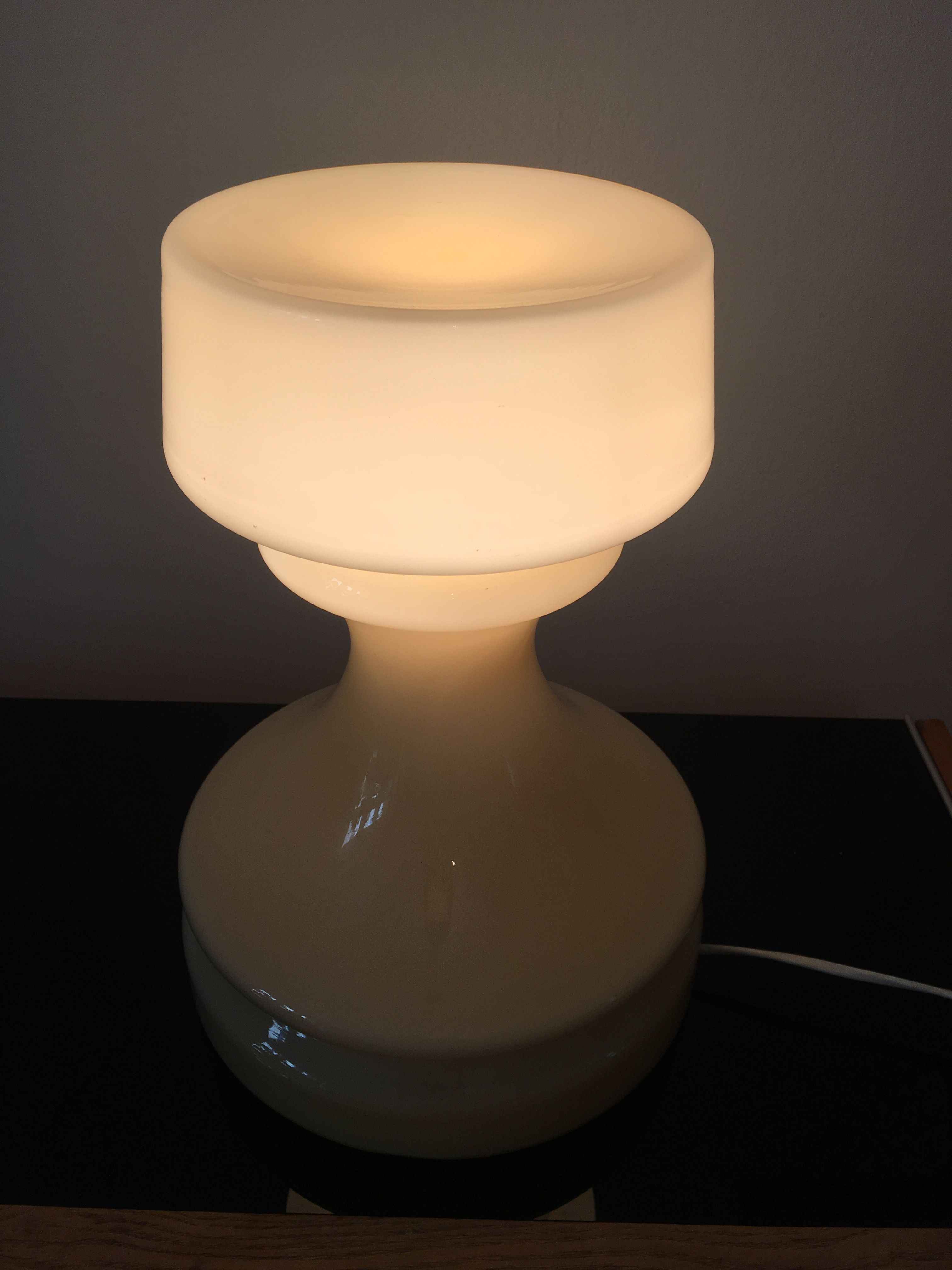 Beige chess glass table lamp by Ivan Jakes, 1960s