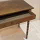 Vintage turned walnut wood console table with ball feet.