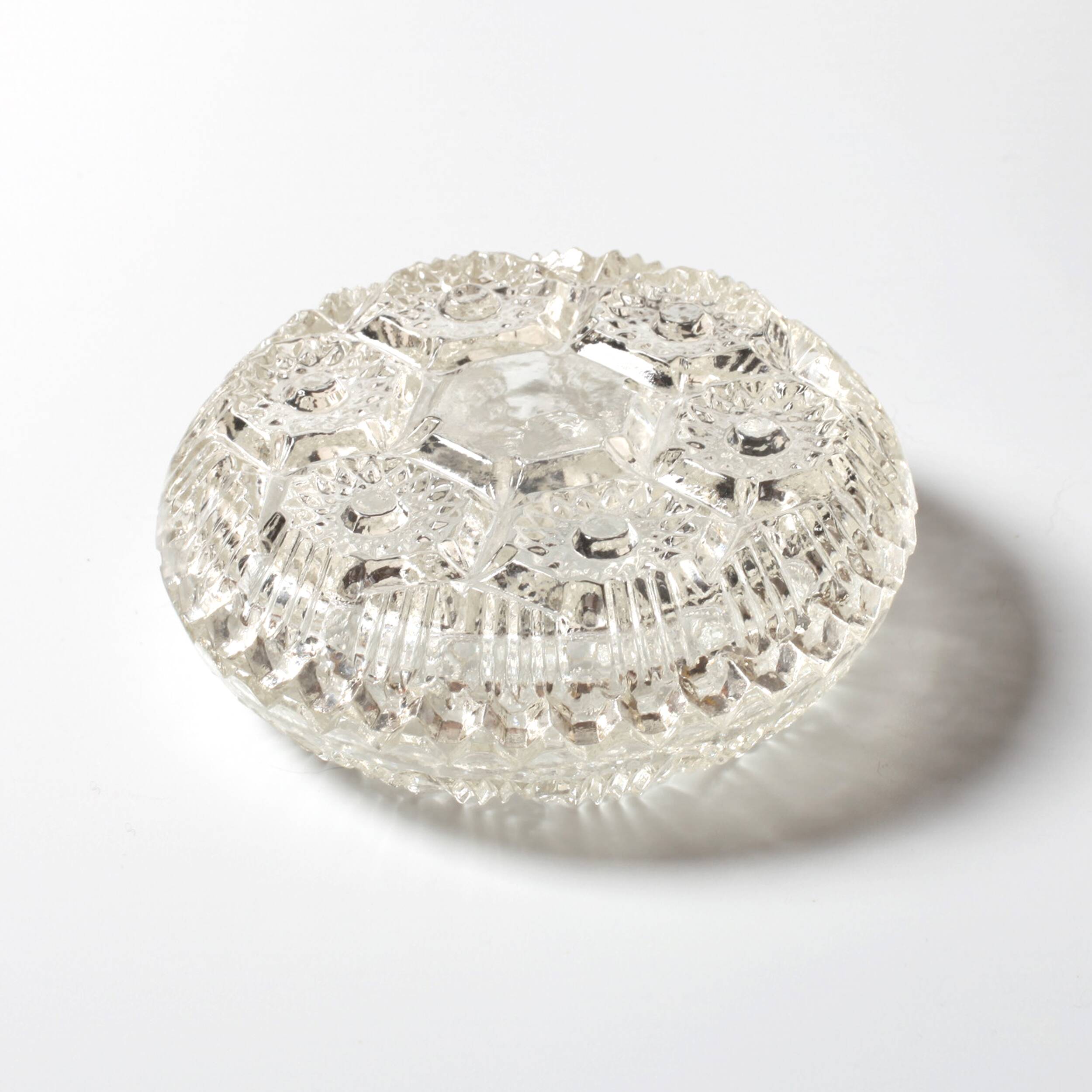 Mid-Century Pressed Glass Jewelry Box / Geometric Bonbon Candy Jar