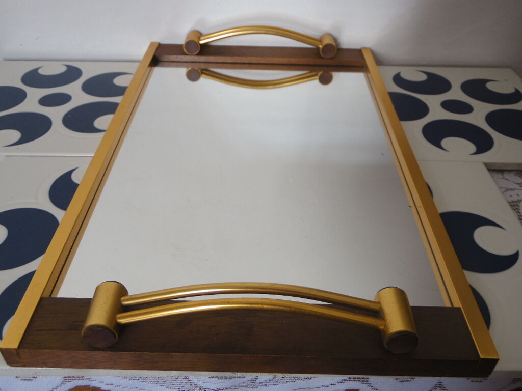 Mirror top wood and copper metal