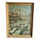 Vintage Oil Painting Italy  Market Scene