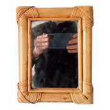 Vintage 1970s rattan tabletop mirror