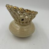 Beige vase in the shape of a jug art deco earthenware Thulin