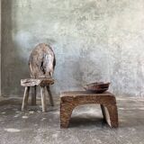 Low stool in old Asian monoxyl teak