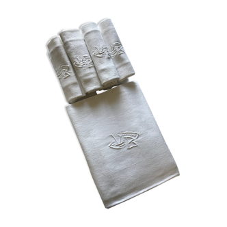 Tablecloth and towels with monogram