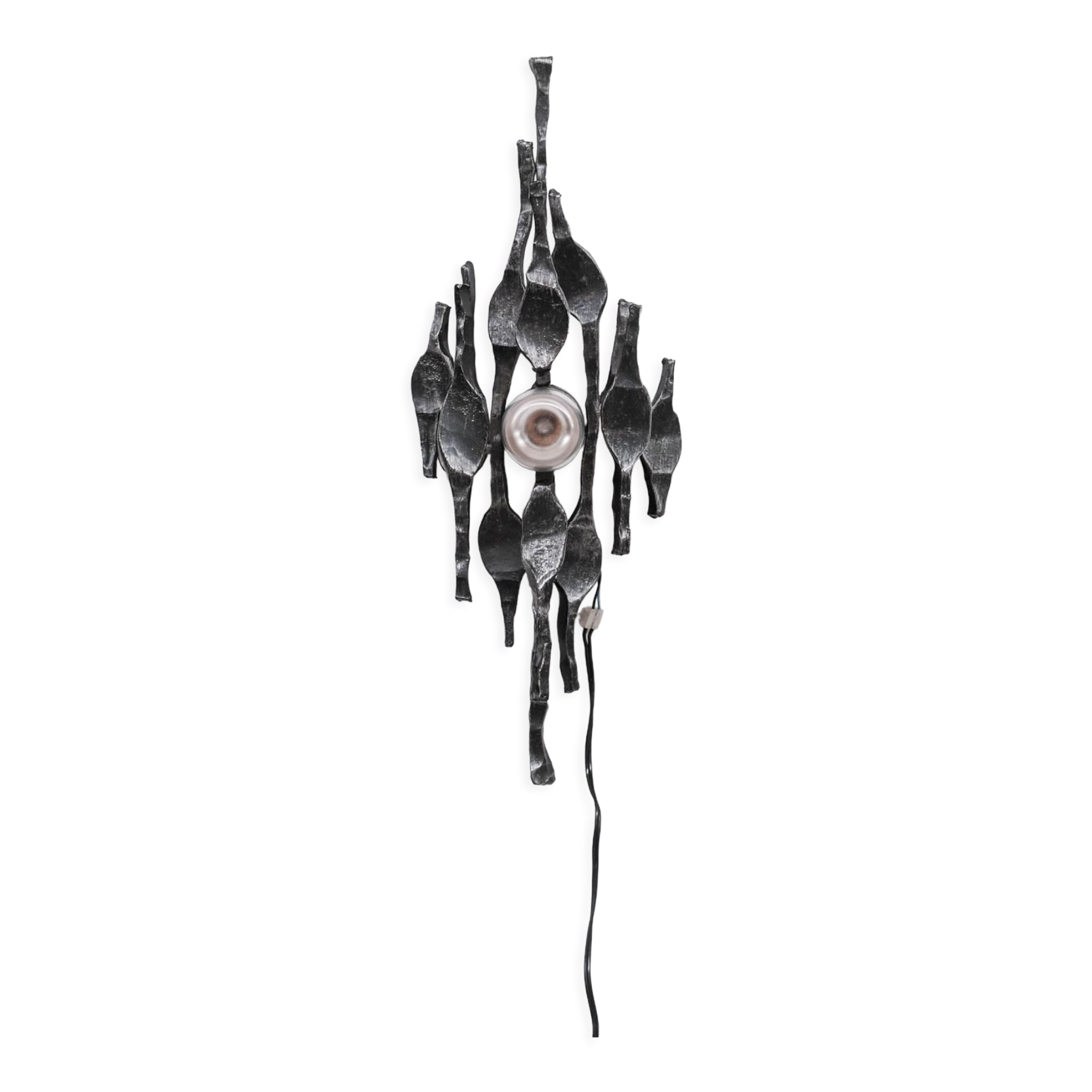 Brutalist Iron Single Mid-Century Belgium Wall Light