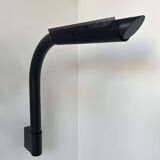 Pair of vintage wall lights, tubular and perforated black metal, Parscot France 1980