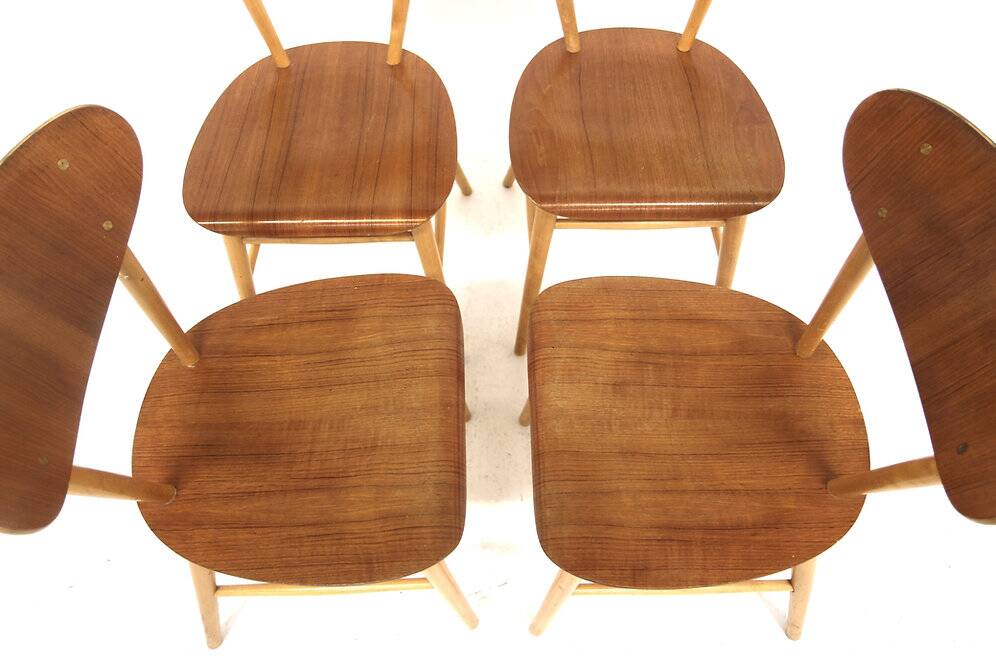 Set of 4 Scandinavian teak chairs, Sweden, 1960