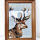 Canvas painting vintage deer 60s with decoration frame