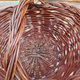 Rare Old handcrafted basket made of cherry branches - peasant folk art