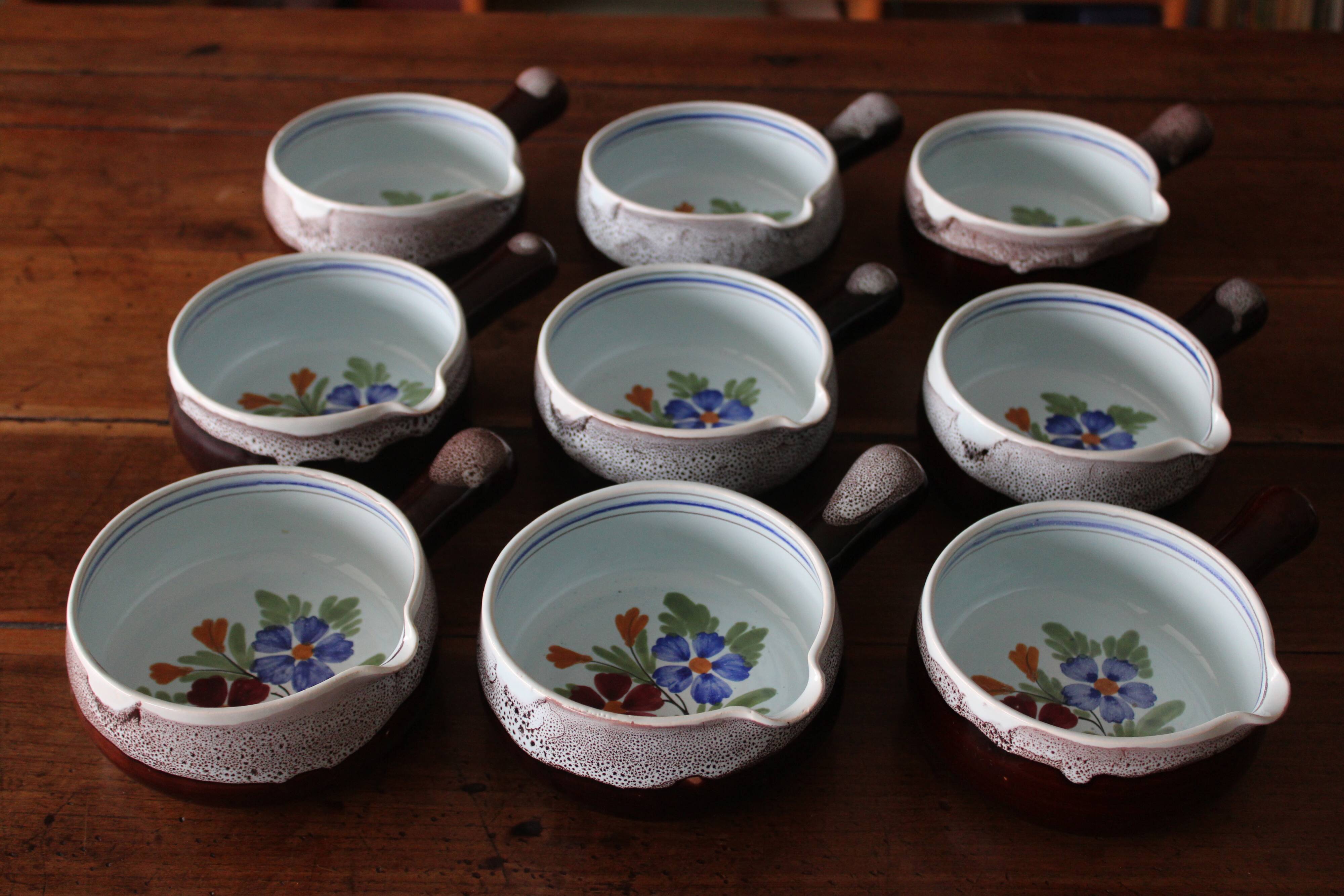 Set of 9 handmade ceramic pans