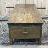 Chestnut coffee table XIXth with 3 drawers and extensions