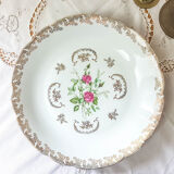 Plat rond creux Limoges FD Chauvigny blanc doré motif Rose