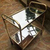 Golden rolling desserte vintage mirror trays