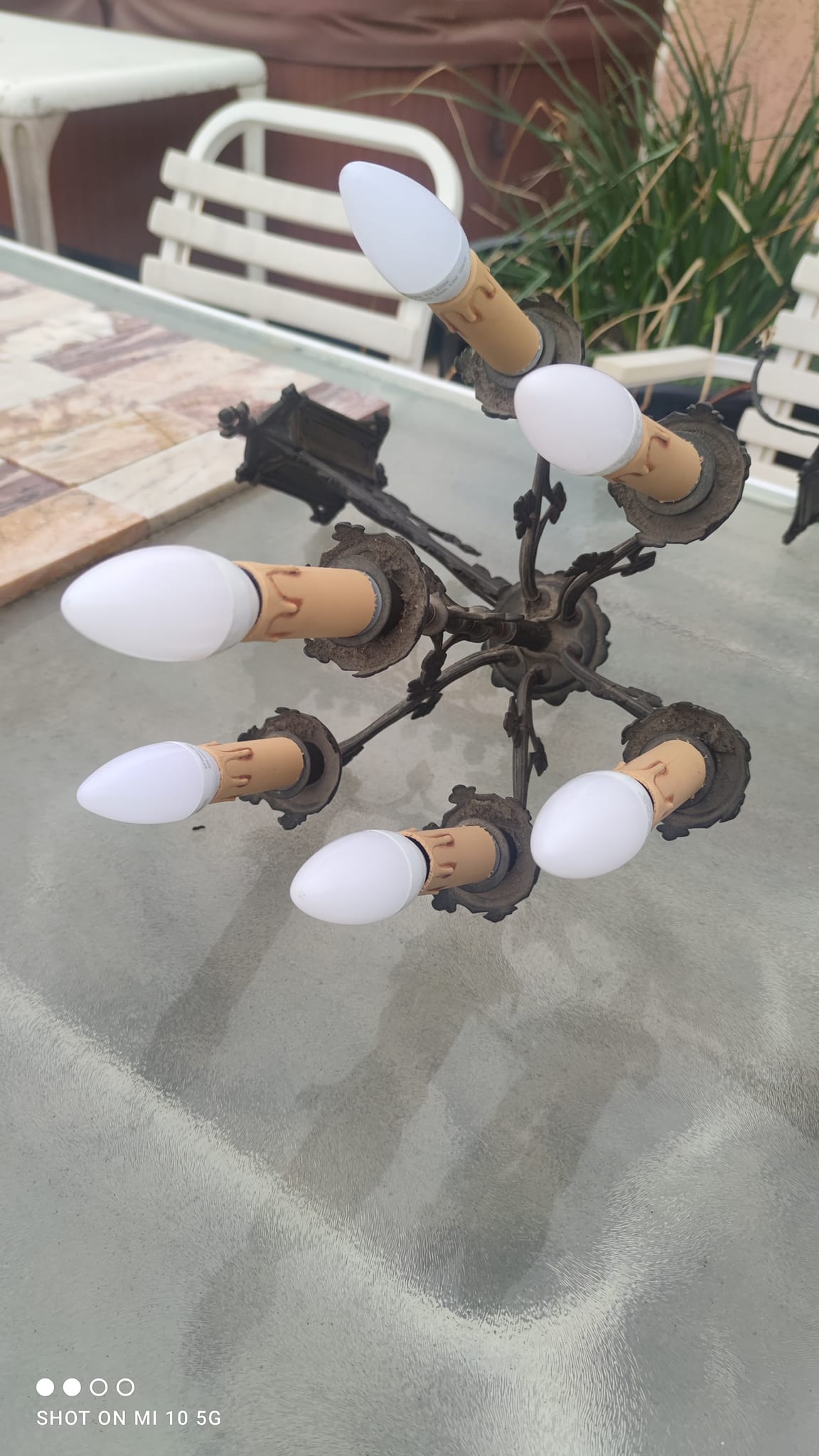 Pair of 19th-century bronze cathedral wall sconces with 5 lights