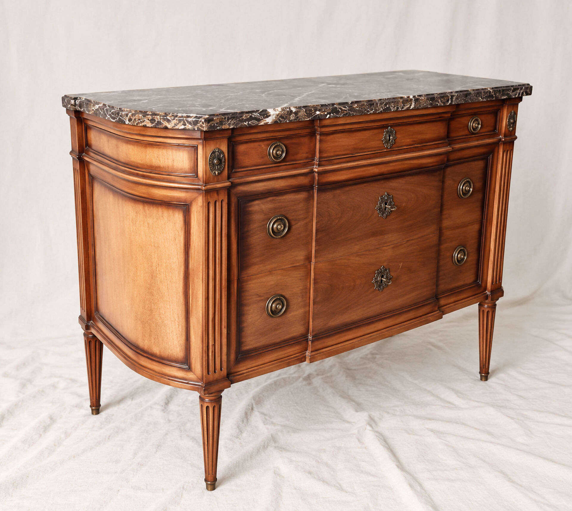 Louis XVI style commode in wood, marble top, 1900s.