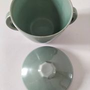 Covered sugar bowl in celadon ceramic – modernist lines