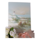 Oil on canvas seascape ocean, lighthouse and beach, signed J. Thompson