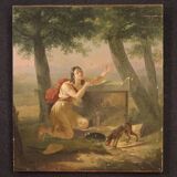 Large 19th century neoclassical painted panel