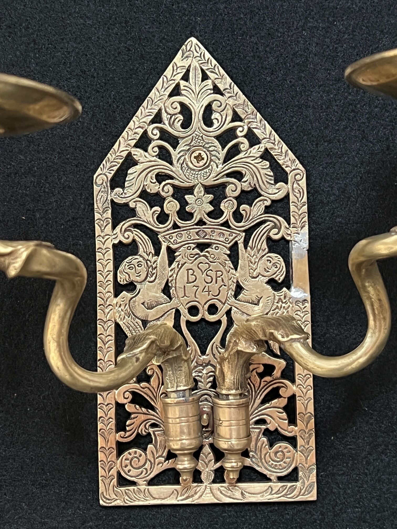 Wall candlesticks dated 1745