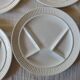 6 white Sarreguemines compartment plates