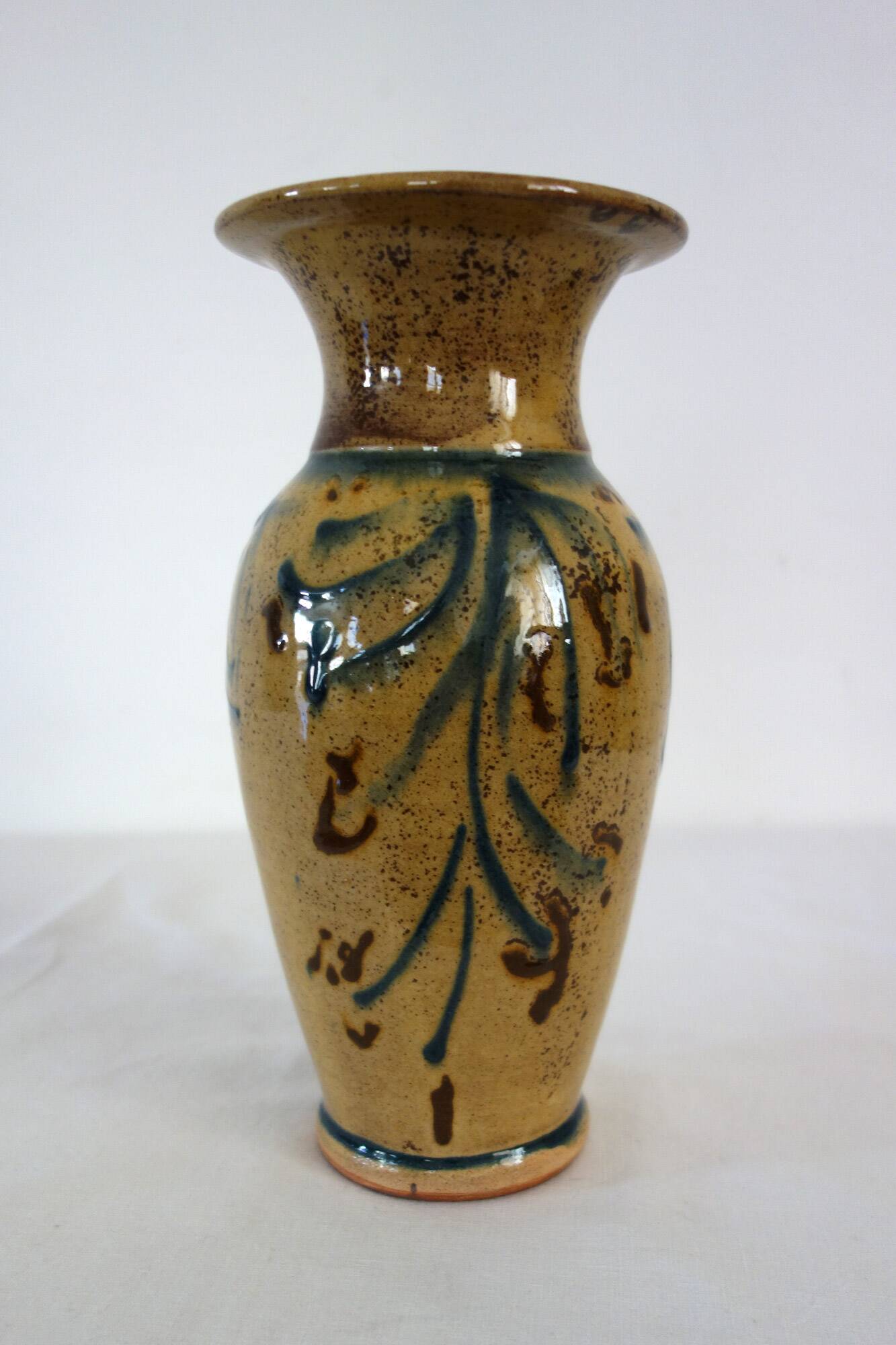 Signed glazed terracotta vase h28cm