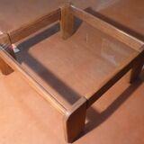 Glass and wood coffee table