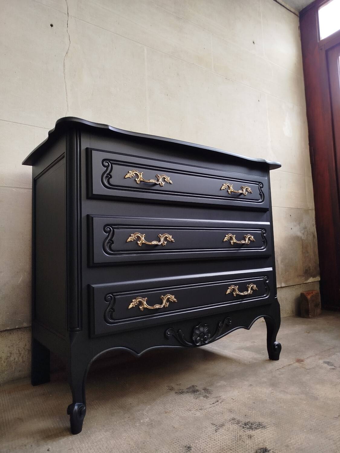 Revamped vintage black chest of drawers