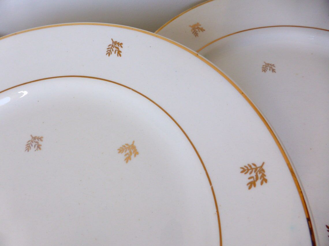 Set of 4 vintage flat plates in Badonviller porcelain