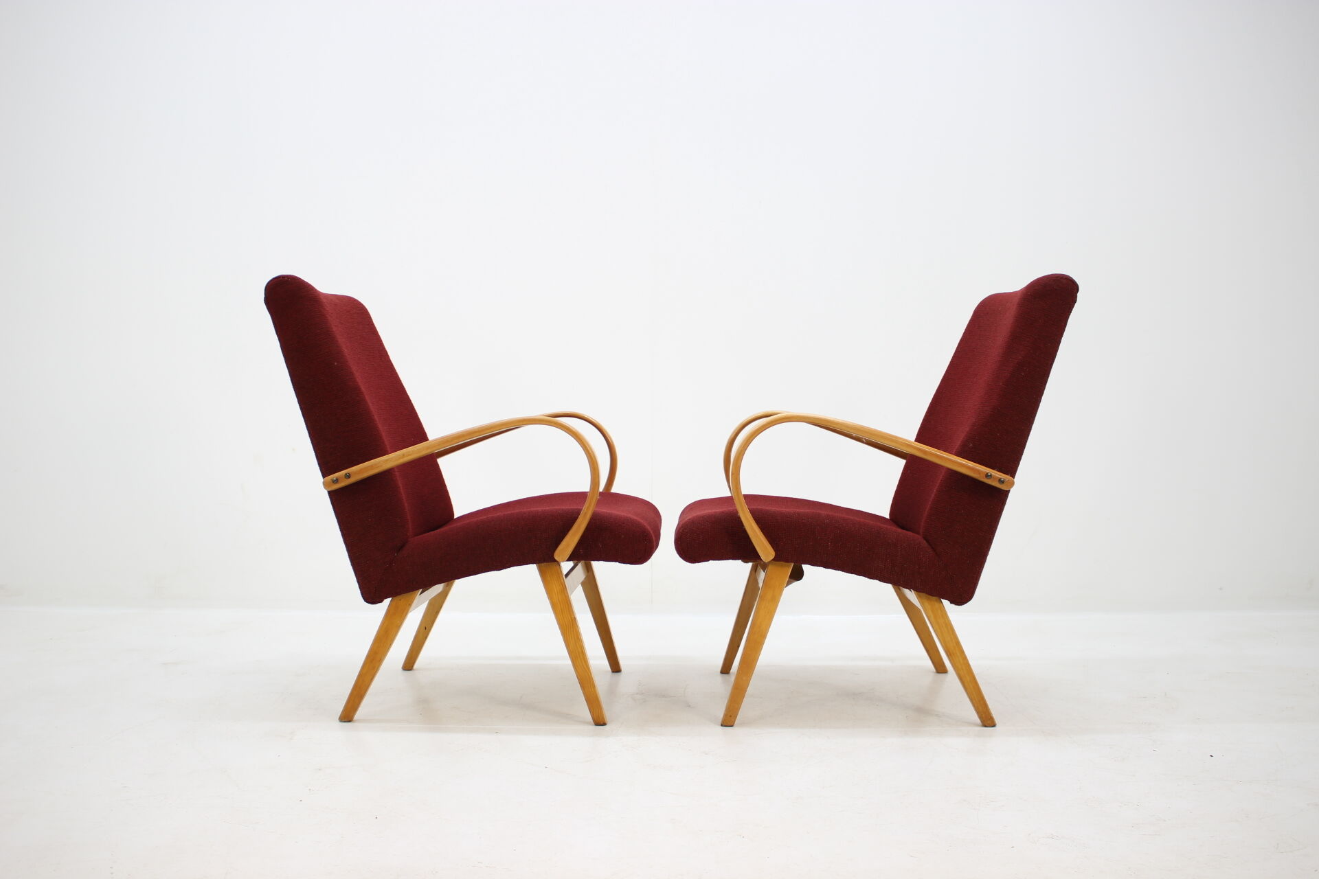 In style of Jindřich Halabala armchairs, 1960s