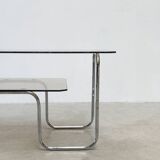 1980s 2-tier chrome coffee table